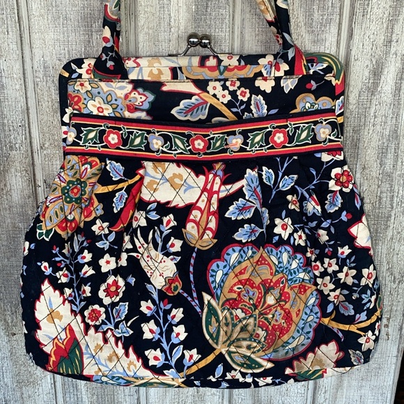 Retired Vera Bradley handbag & zip around wallet multi colors blues floral print - Picture 9 of 15
